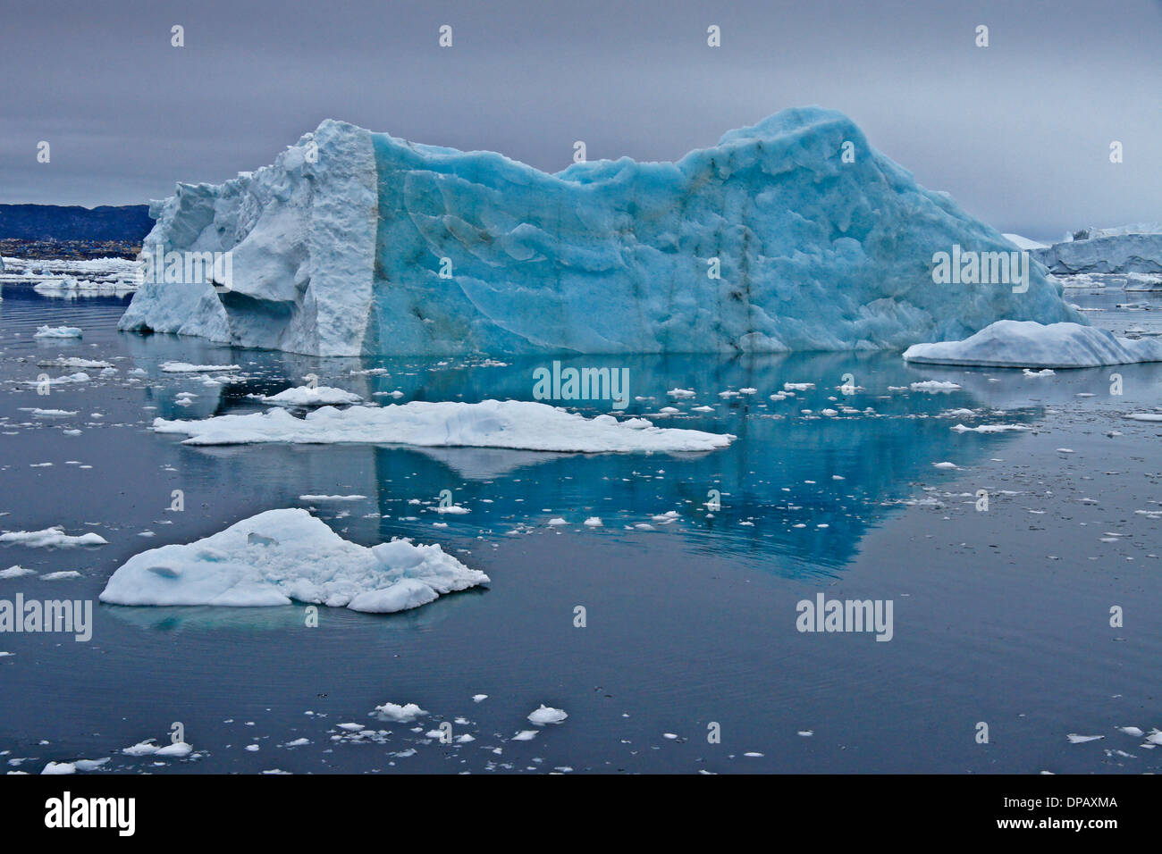 Two-toned iceberg in Disko Bay, Ilulissat, West Greenland Stock Photo