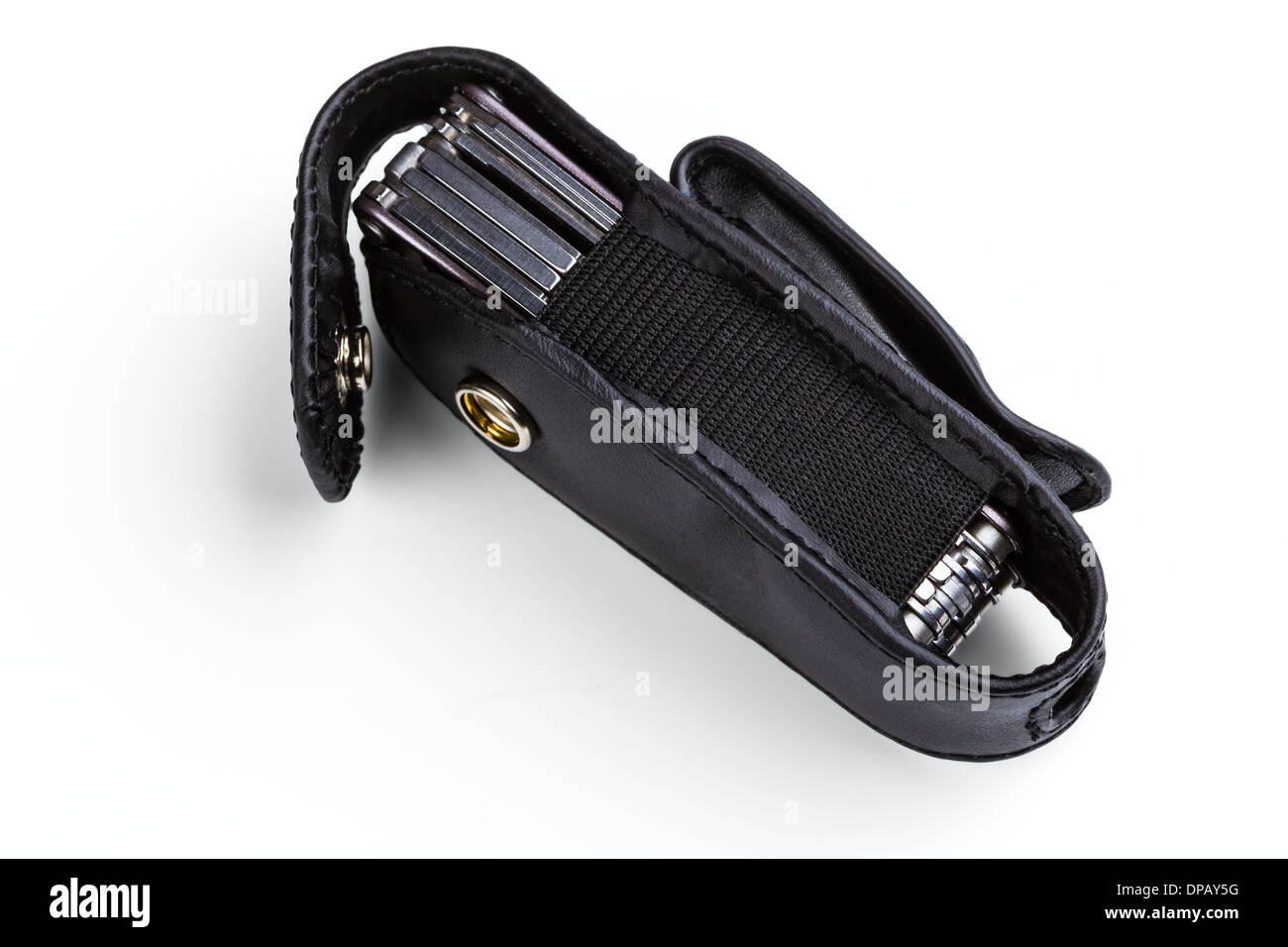 steel folding multitool isolated on a white background Stock Photo