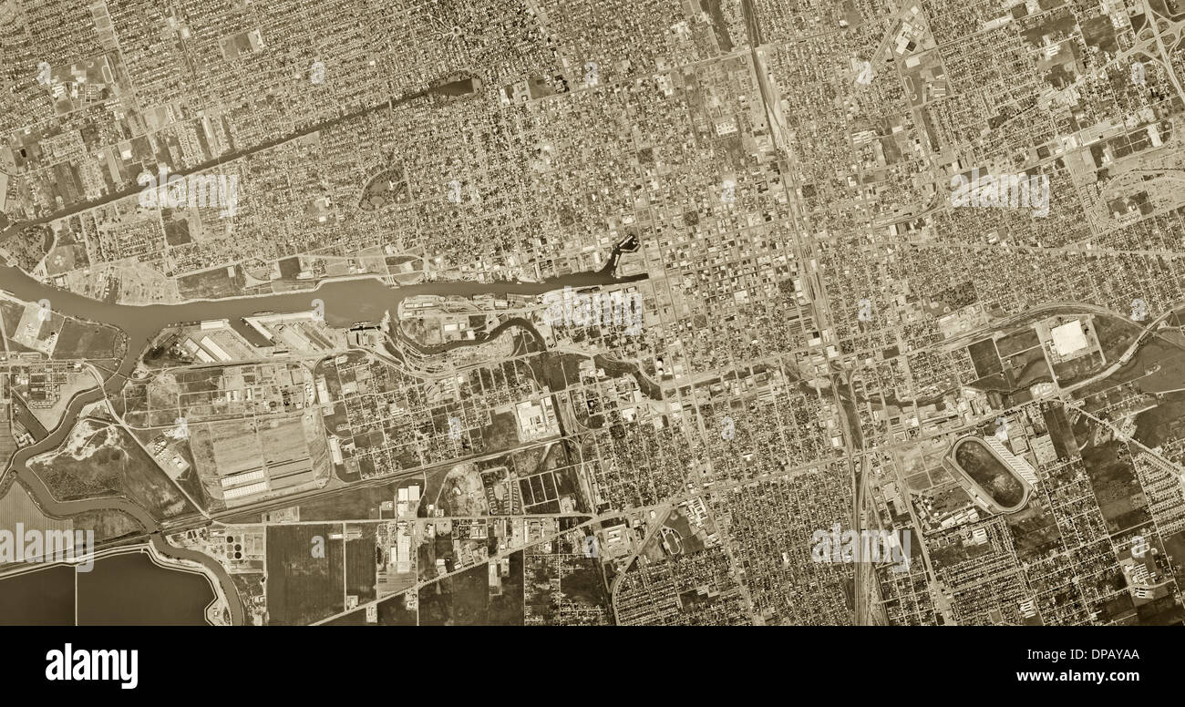 historical aerial photograph Stockton, California, 1967 Stock Photo Alamy