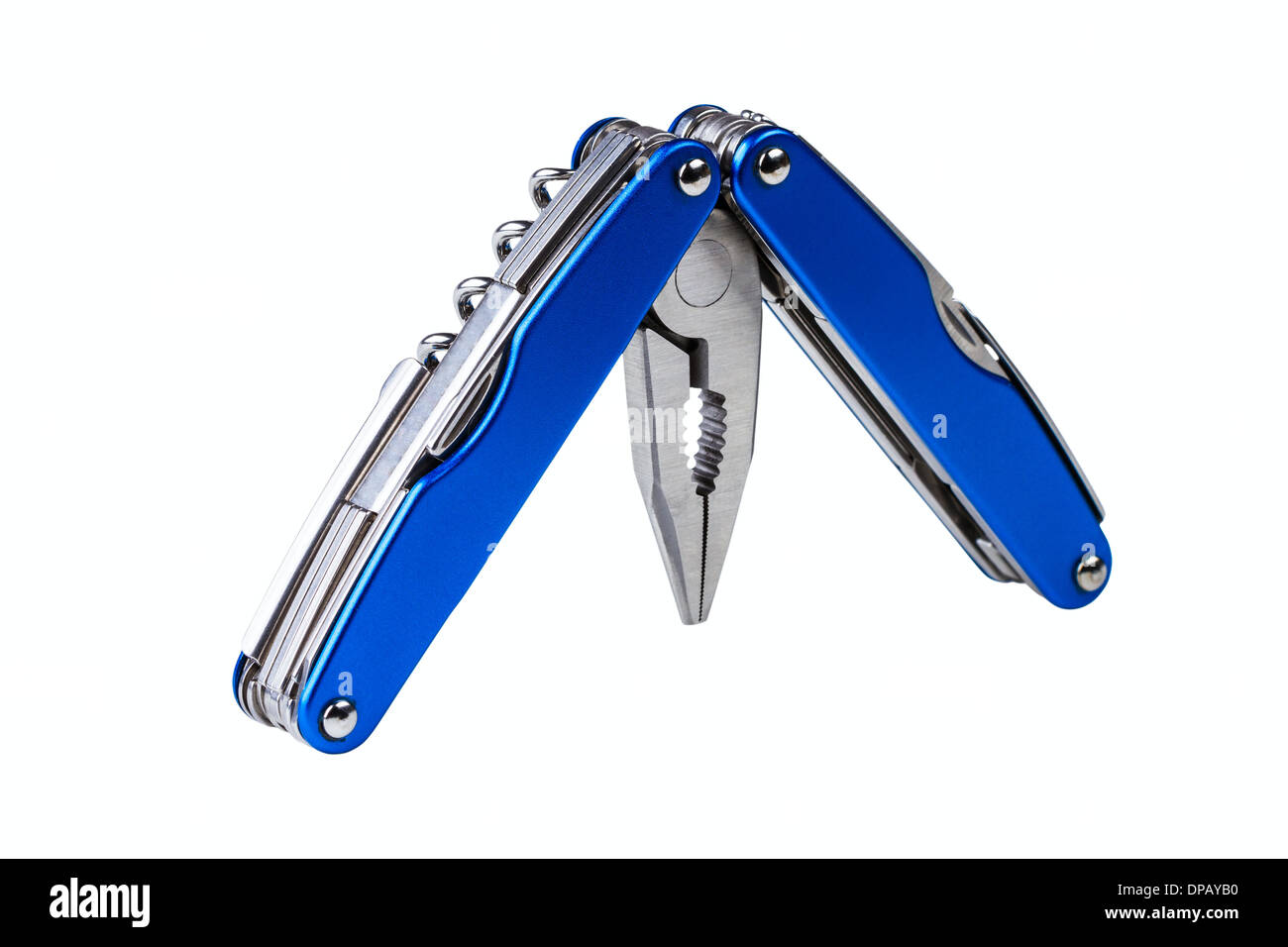 steel folding multitool isolated on white background Stock Photo
