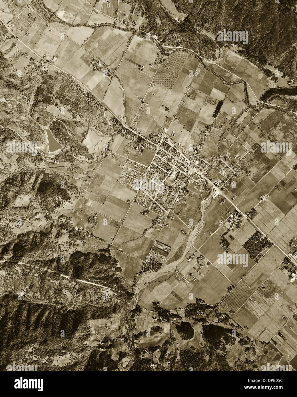historical aerial photograph St. Helena, California, 1948 Stock Photo