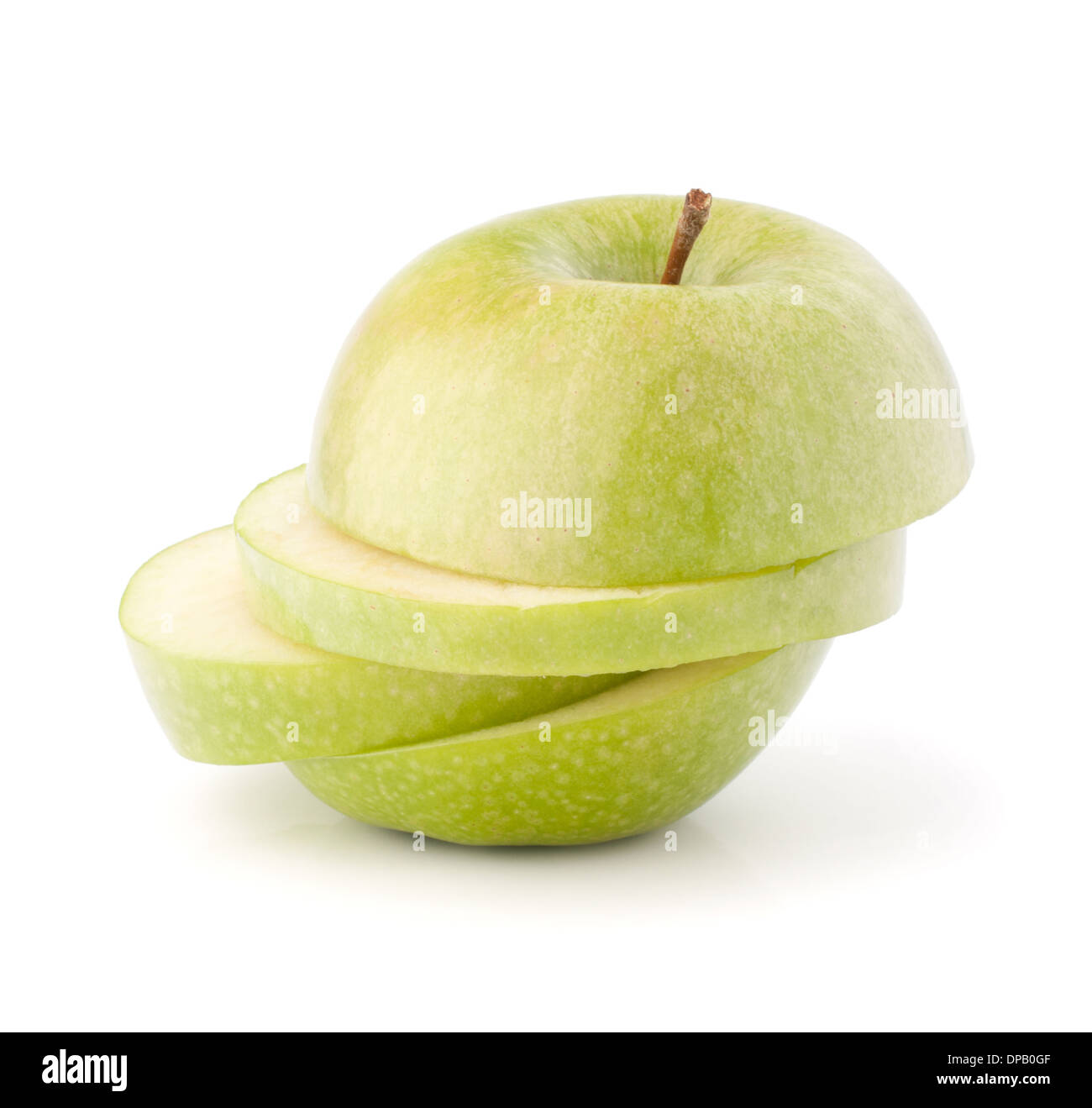 Green sliced apple isolated on white background cutout Stock Photo - Alamy