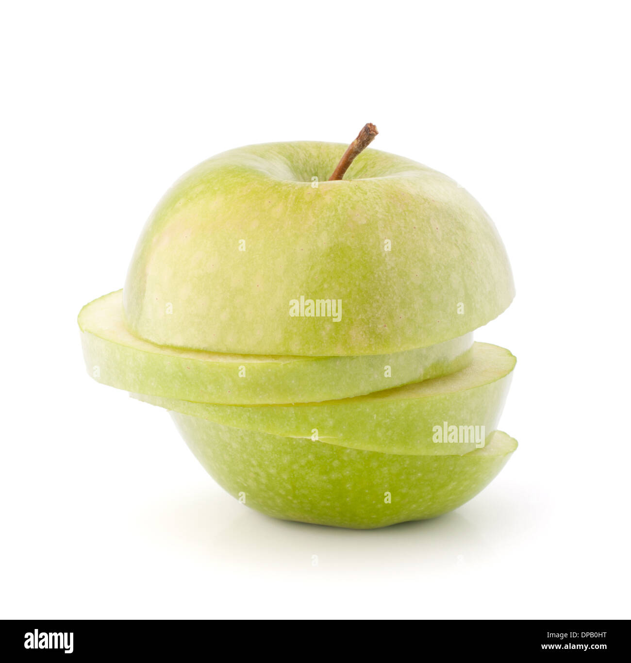 Green sliced apple isolated on white background cutout Stock Photo - Alamy
