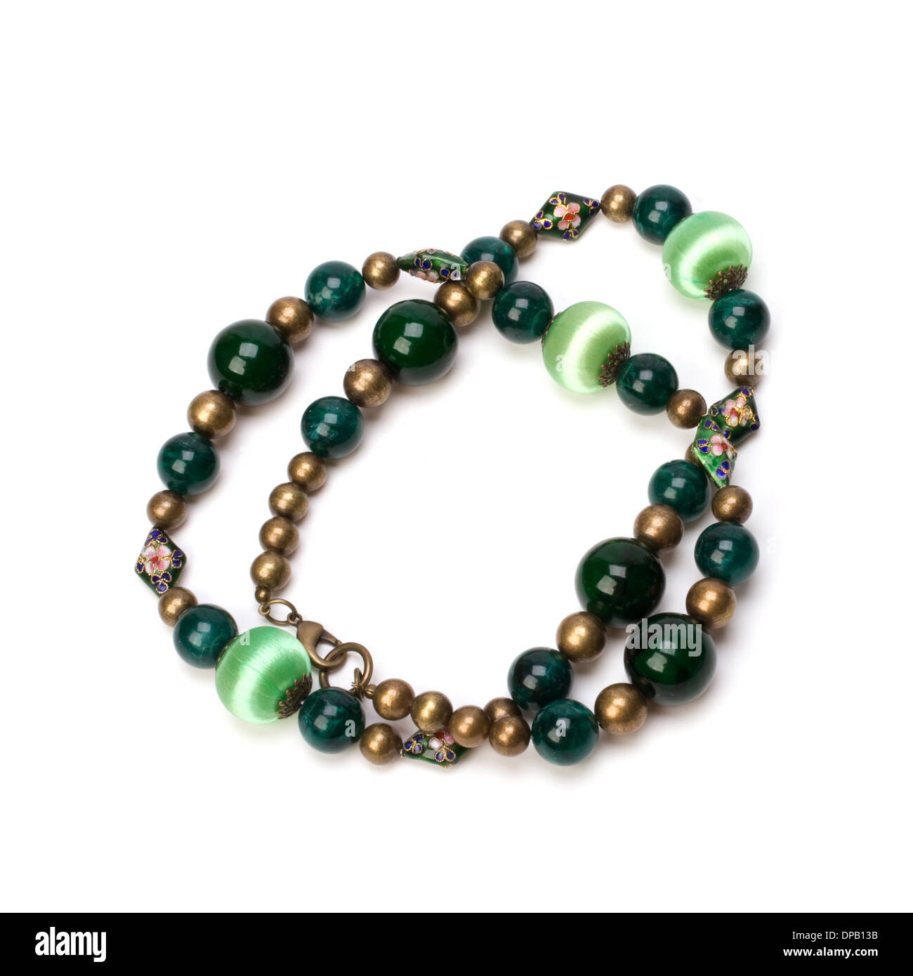 green beads isolated on white background Stock Photo Alamy