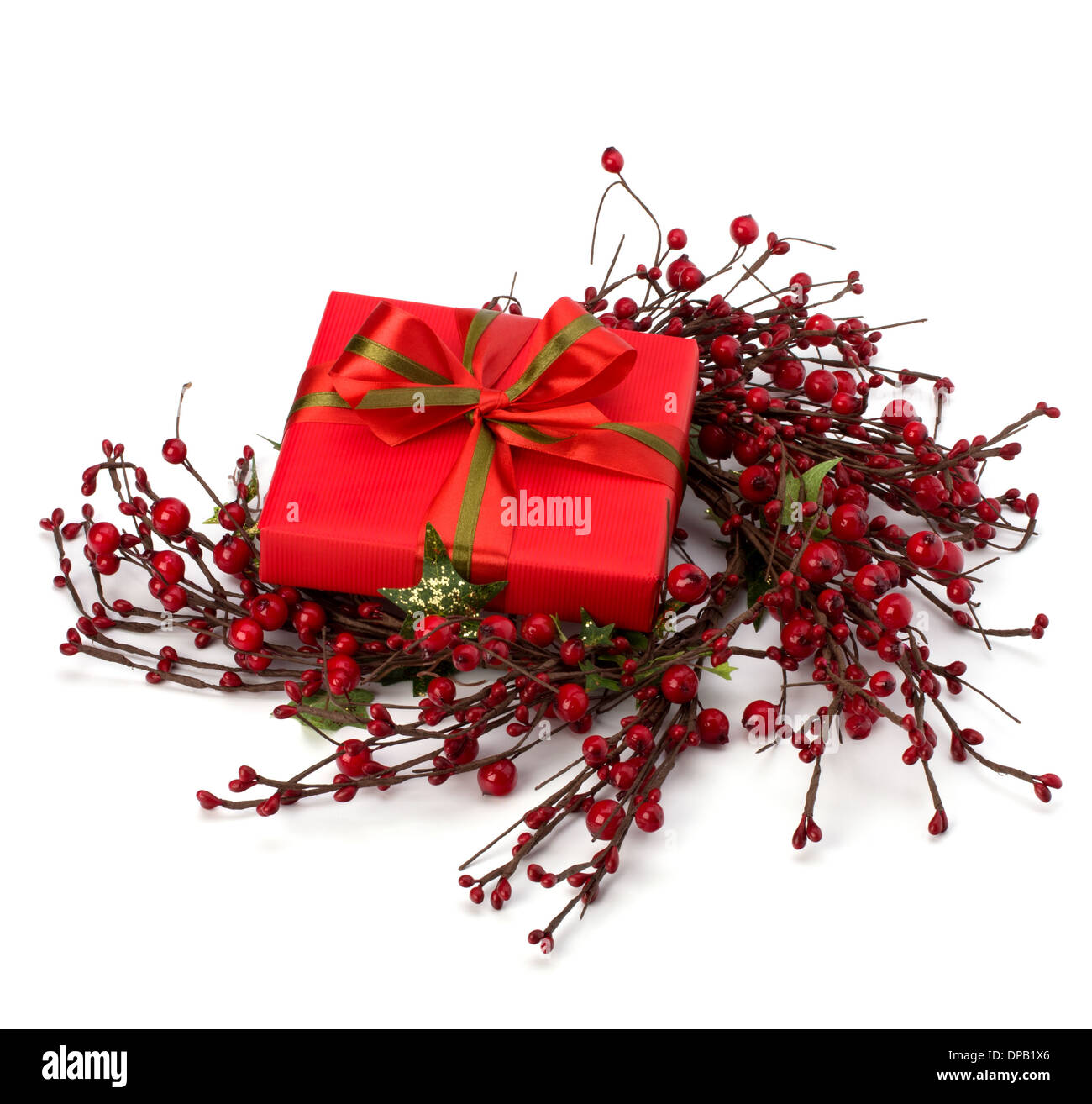 festive gift box isolated on white background Stock Photo - Alamy