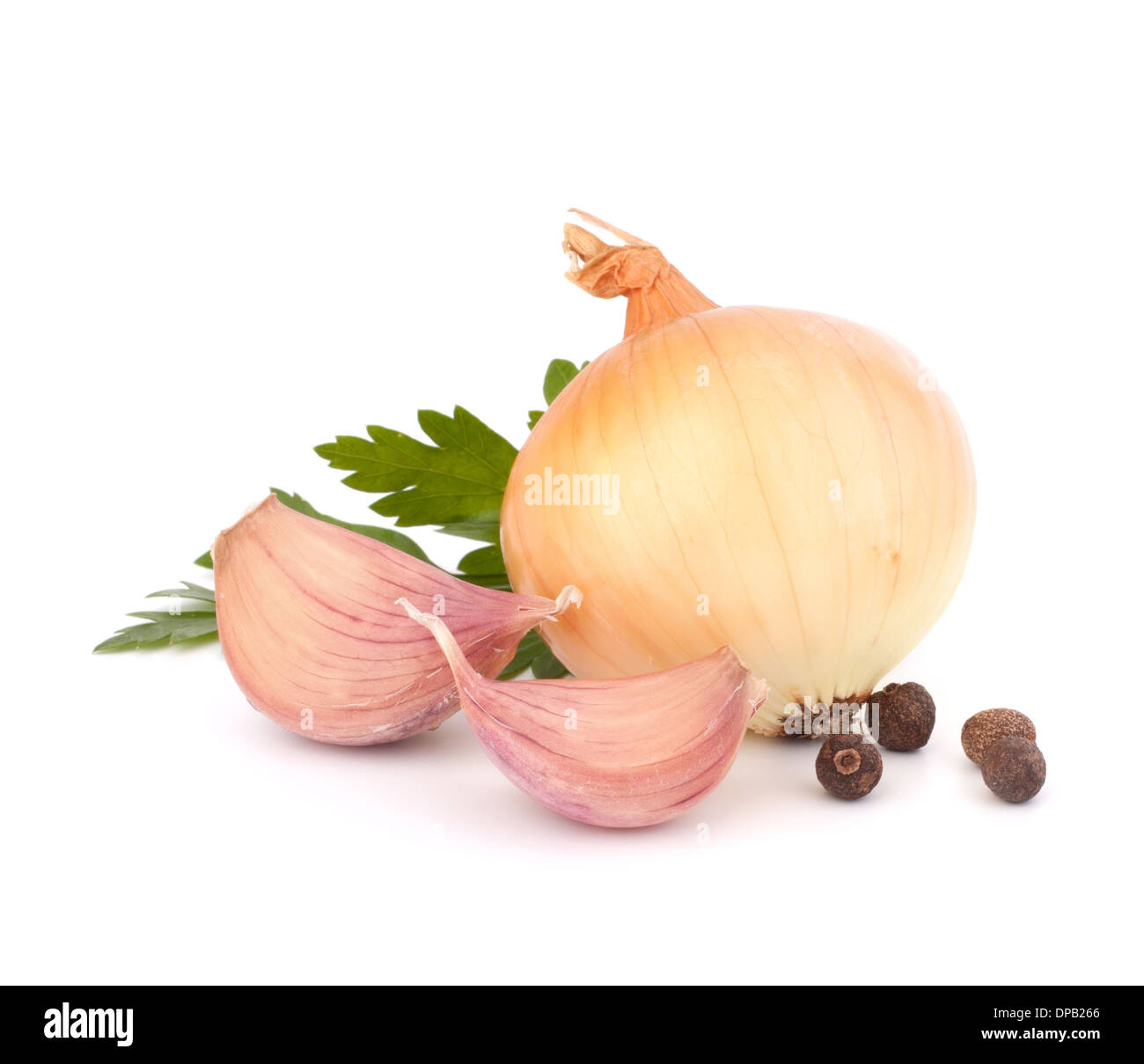 Onion and garlic clove isolated on white background Stock Photo - Alamy