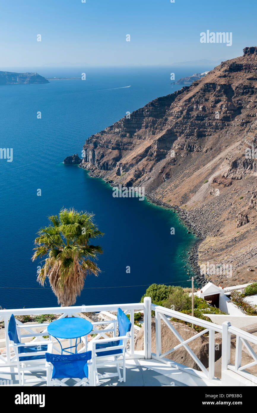 Terrace of a house at Imerovigli on the Greek island of Santorini. Stock Photo