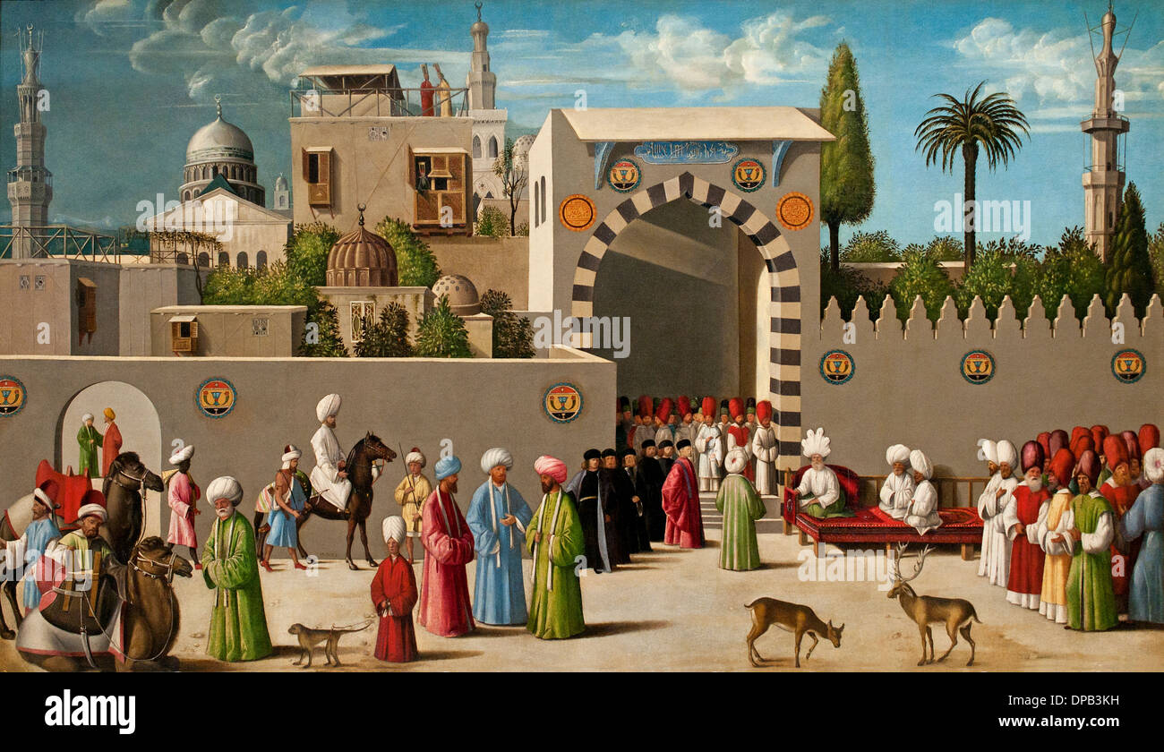 Receiving a delegation in  Damascus Syria Syrian 1511 Venetian artist unknown Venice Italy 1511 Stock Photo