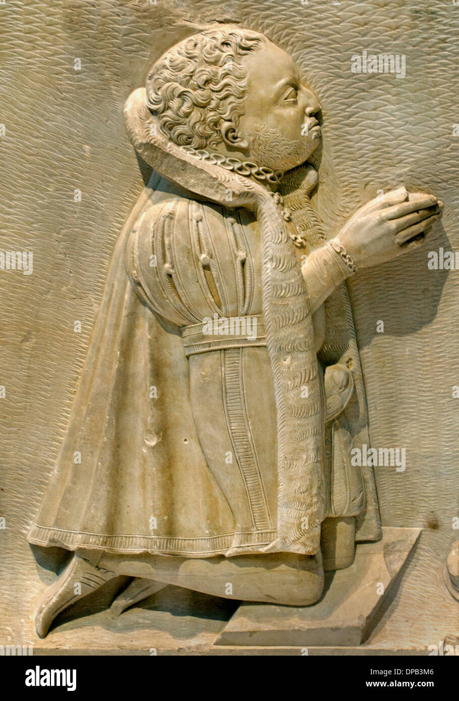 Praying donor from a votive or funerary monument 1570 Augsbourg - Augsburg Germany Stock Photo
