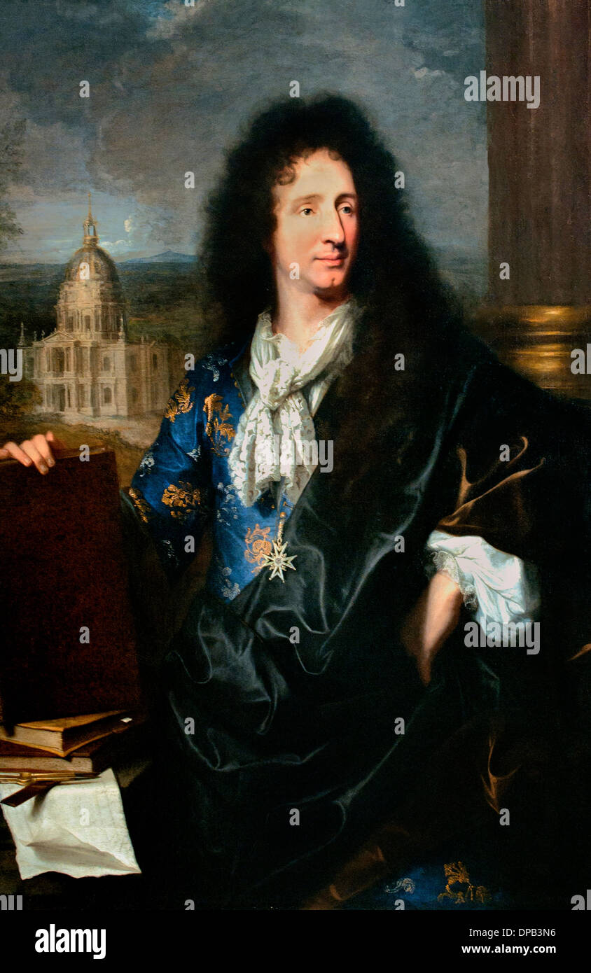Jules Hardouin-Mansart, the architect of King Louis XIV of France (1643-1715) Hyacinthe Rigaud France 1685 Stock Photo