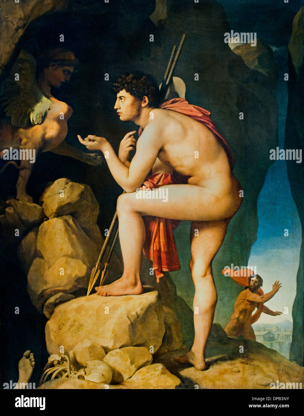 Oedipus solves riddle of the Sphinx 1808 by INGRES Jean Auguste Dominique  France French Stock Photo - Alamy