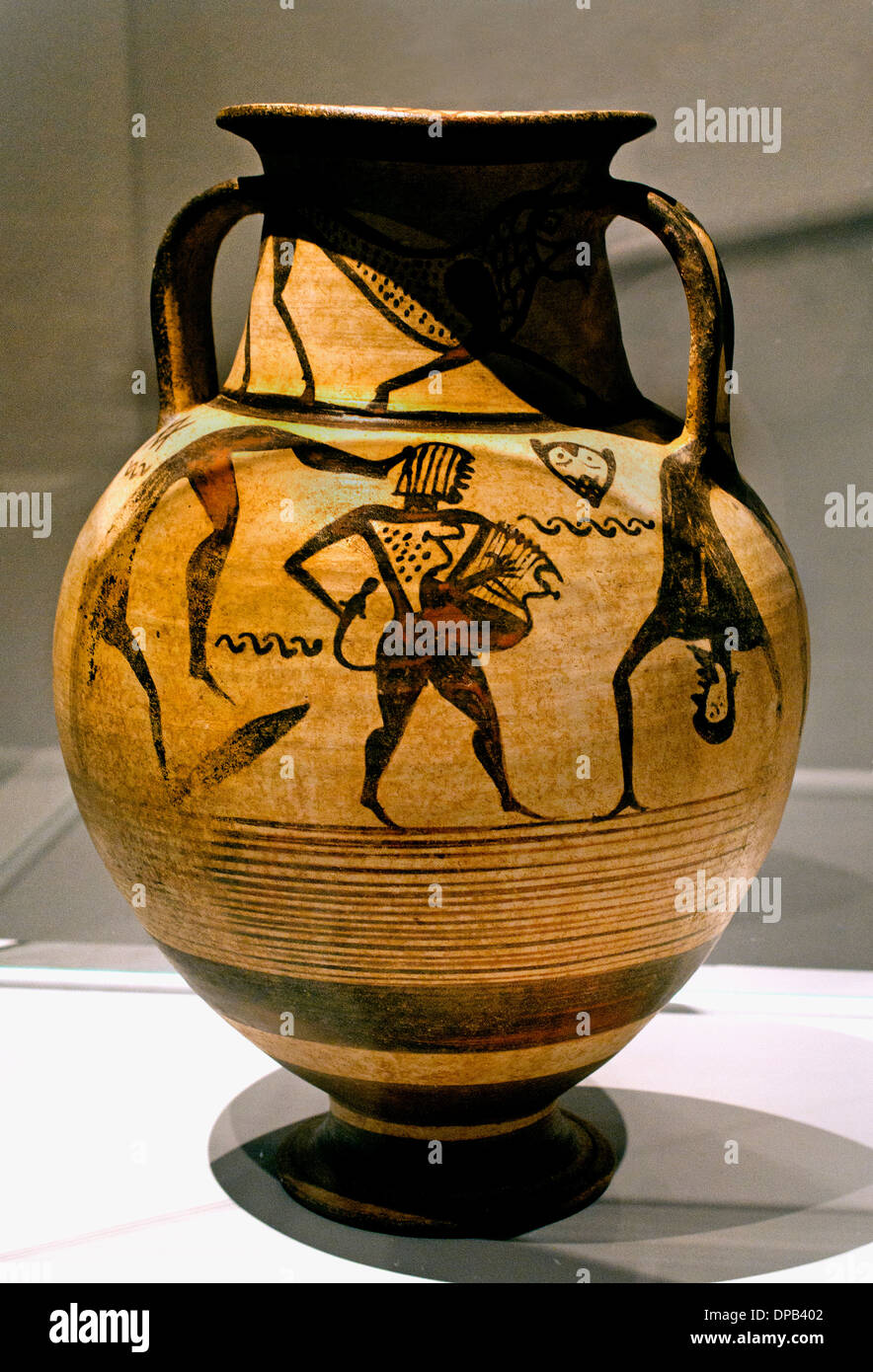 Amphora ( Transport Vessel ) Greek Armed Man Dancing Painter of the