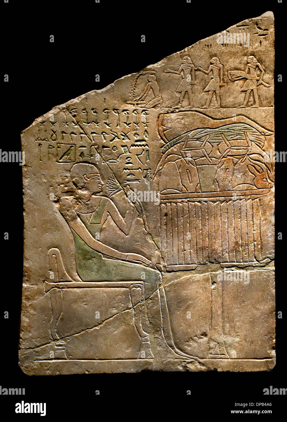 Fragment The False Door Stela ( Court Lady )  Khnumi old Kingdom ) 1200 BC Egypt Egyptian Stock Photo