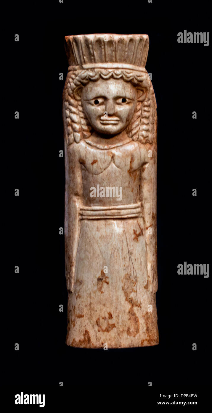 Artemis ( Goddess of the Hunt ) bone figure from Sparta 650 BC Greek Greece Stock Photo