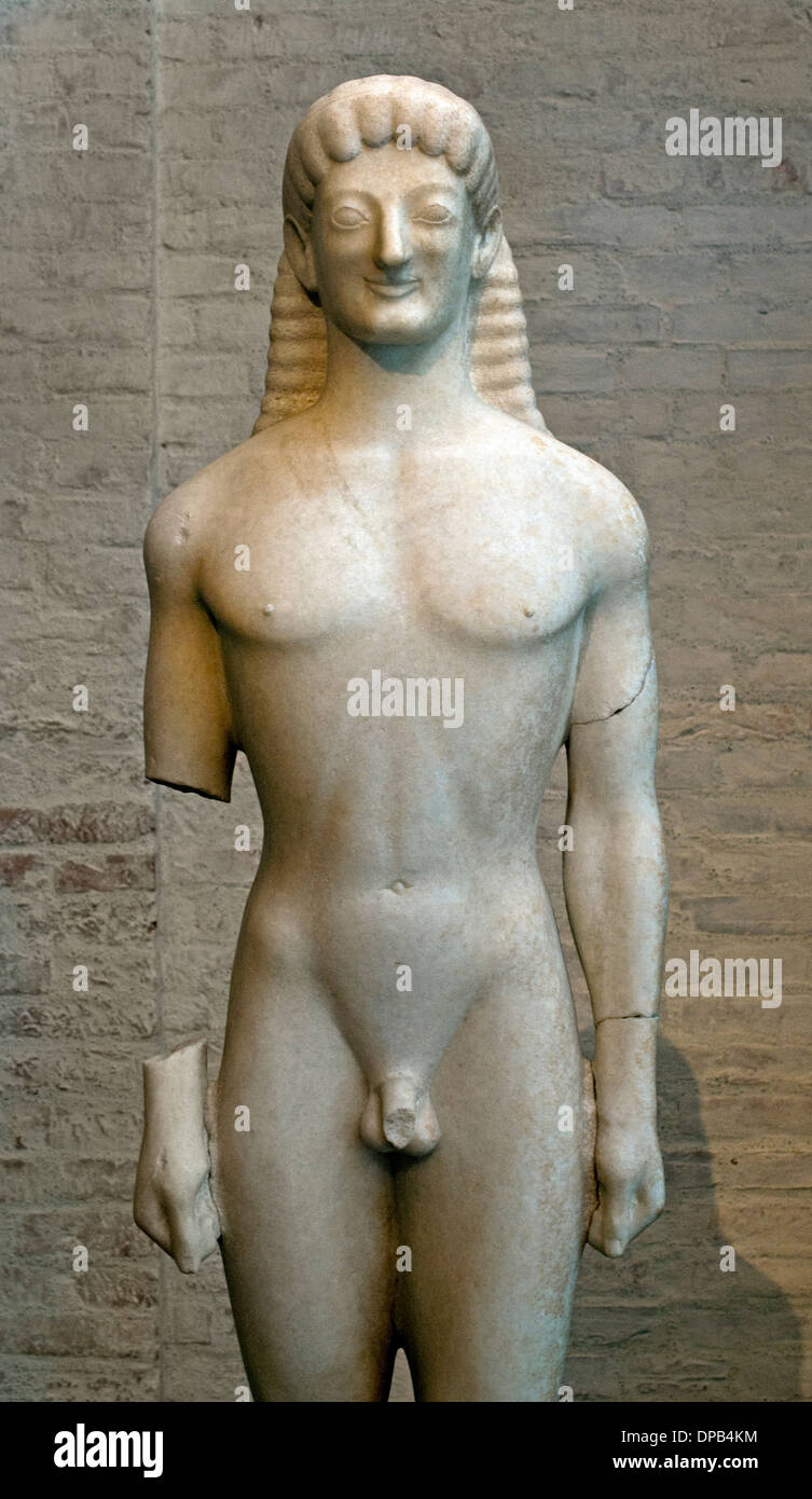 Archaic style.Apollo of Tenea  - The Tenea Kouros 560-550 BC  Greek Greece Stock Photo