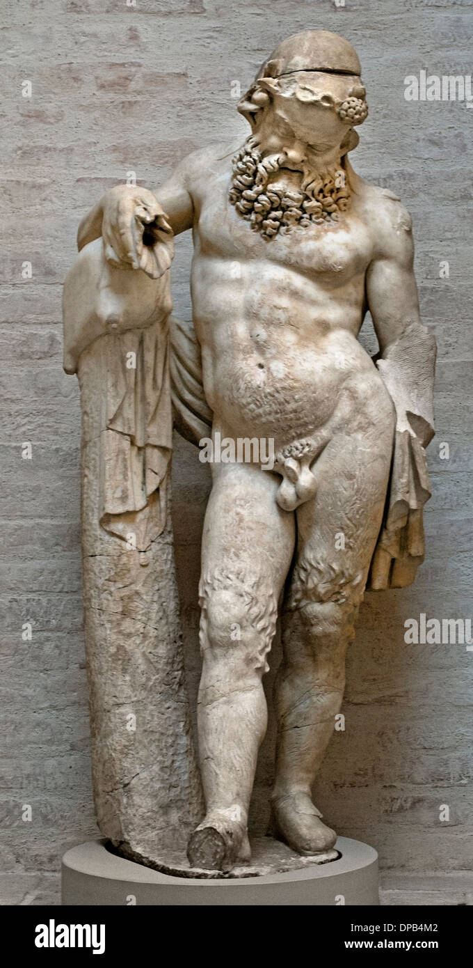 Silen - Silenus ( companion tutor  wine god Dionysus ) roman copy after Greek original  340 BC Greek Greece Stock Photo