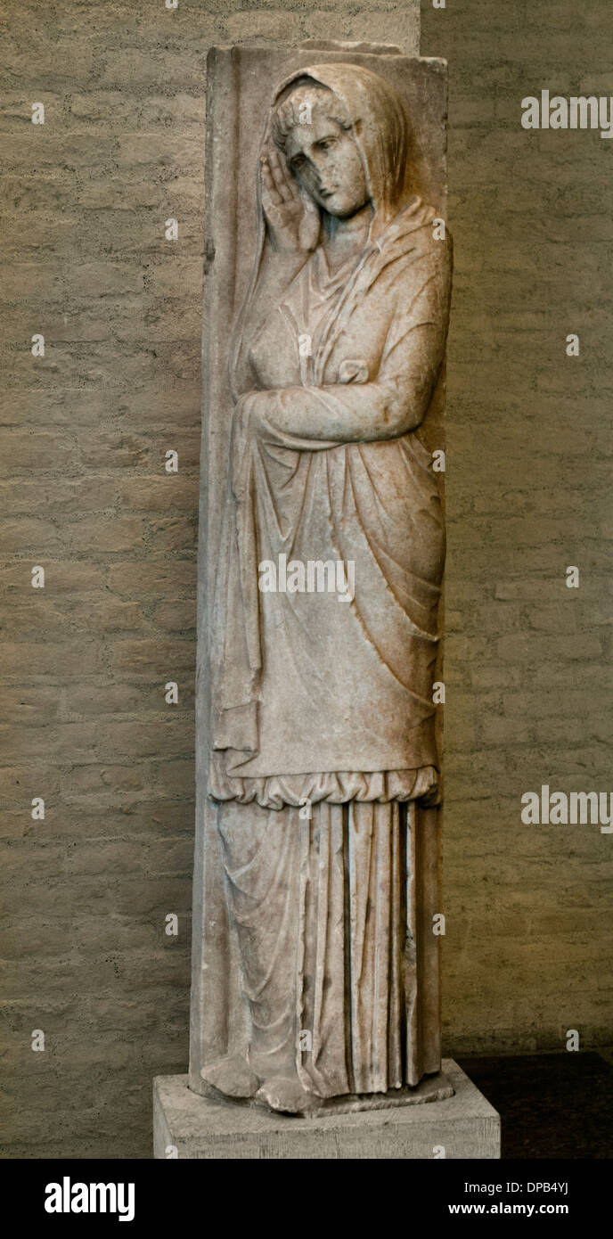 Relief of a great tomb with a dreamer woman. East Greece (sud Anatolia), ca. 340 BC Greek Greece Stock Photo