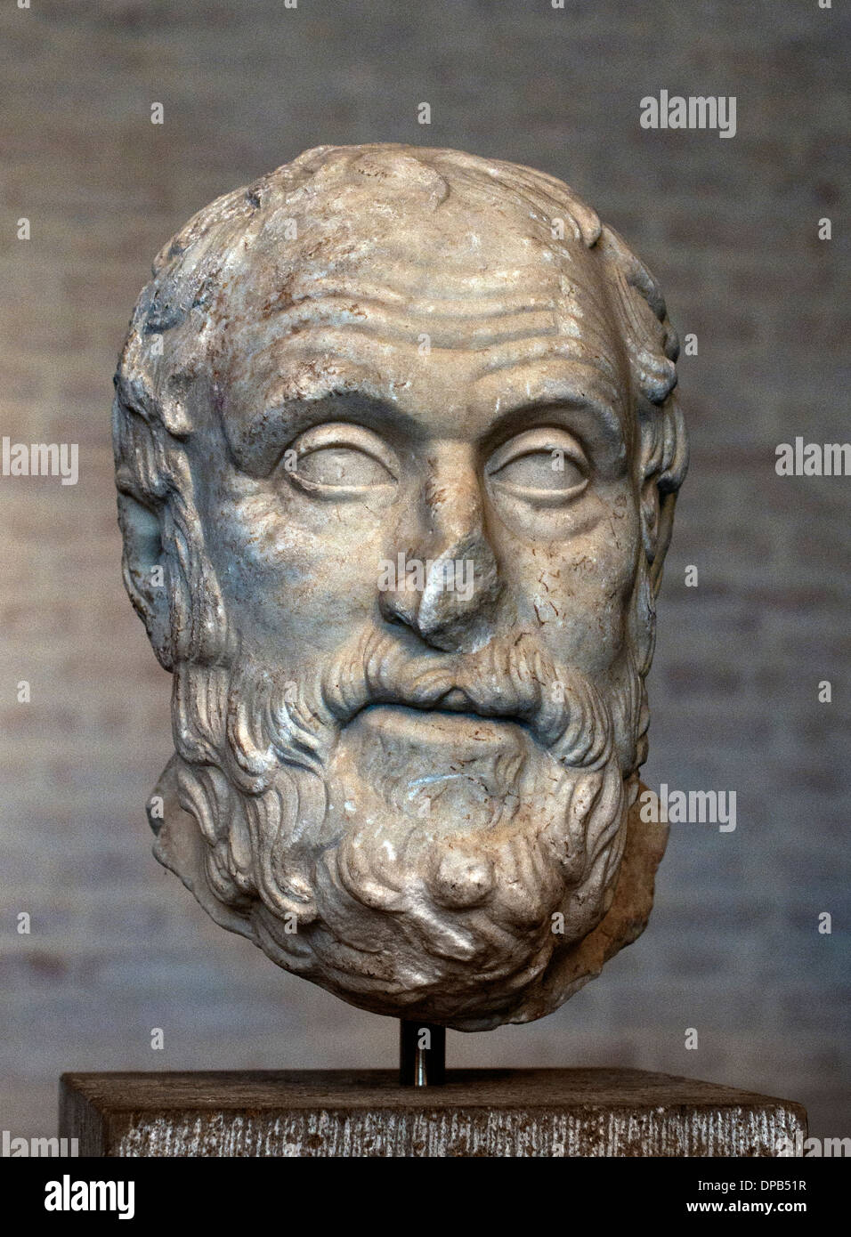 Philosopher Carneades (215–129 BC) Roman copy after the sit statue exhibited on the agora of Athens150 BC Greek Greece Stock Photo