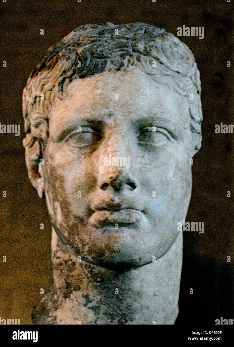 Roman Man Sculpture Statue 100 AD Rome Italy Museum Stock Photo
