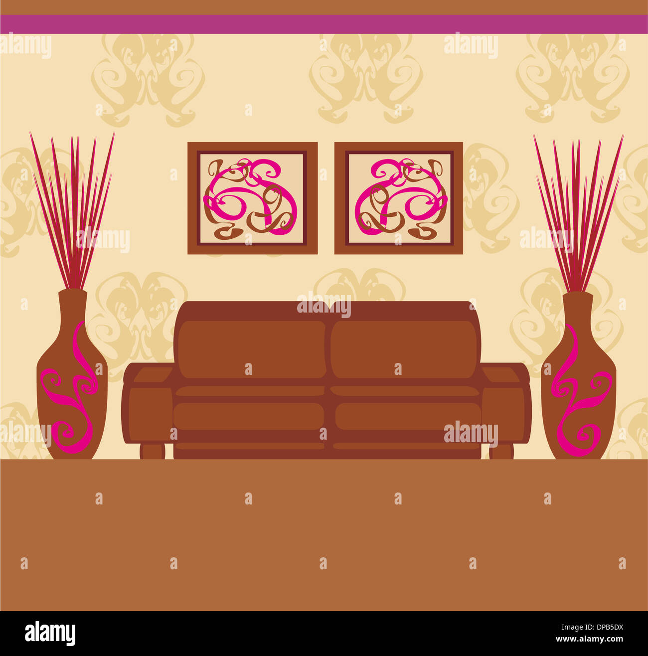 Fashionable interior of living room - vector Stock Photo - Alamy