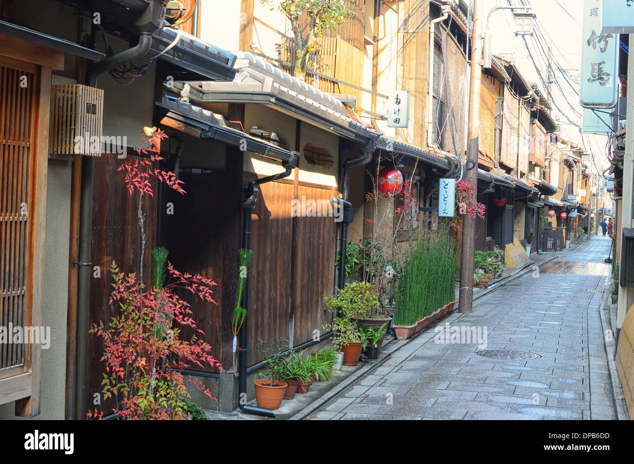 Historic street in Kyoto, Japan. Stock Photo