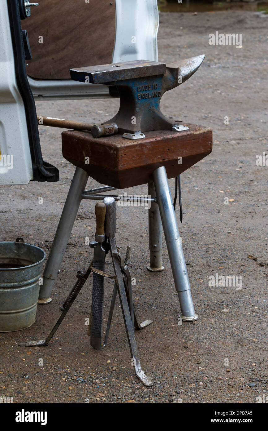 Farriers tools and Anvil. Stock Photo