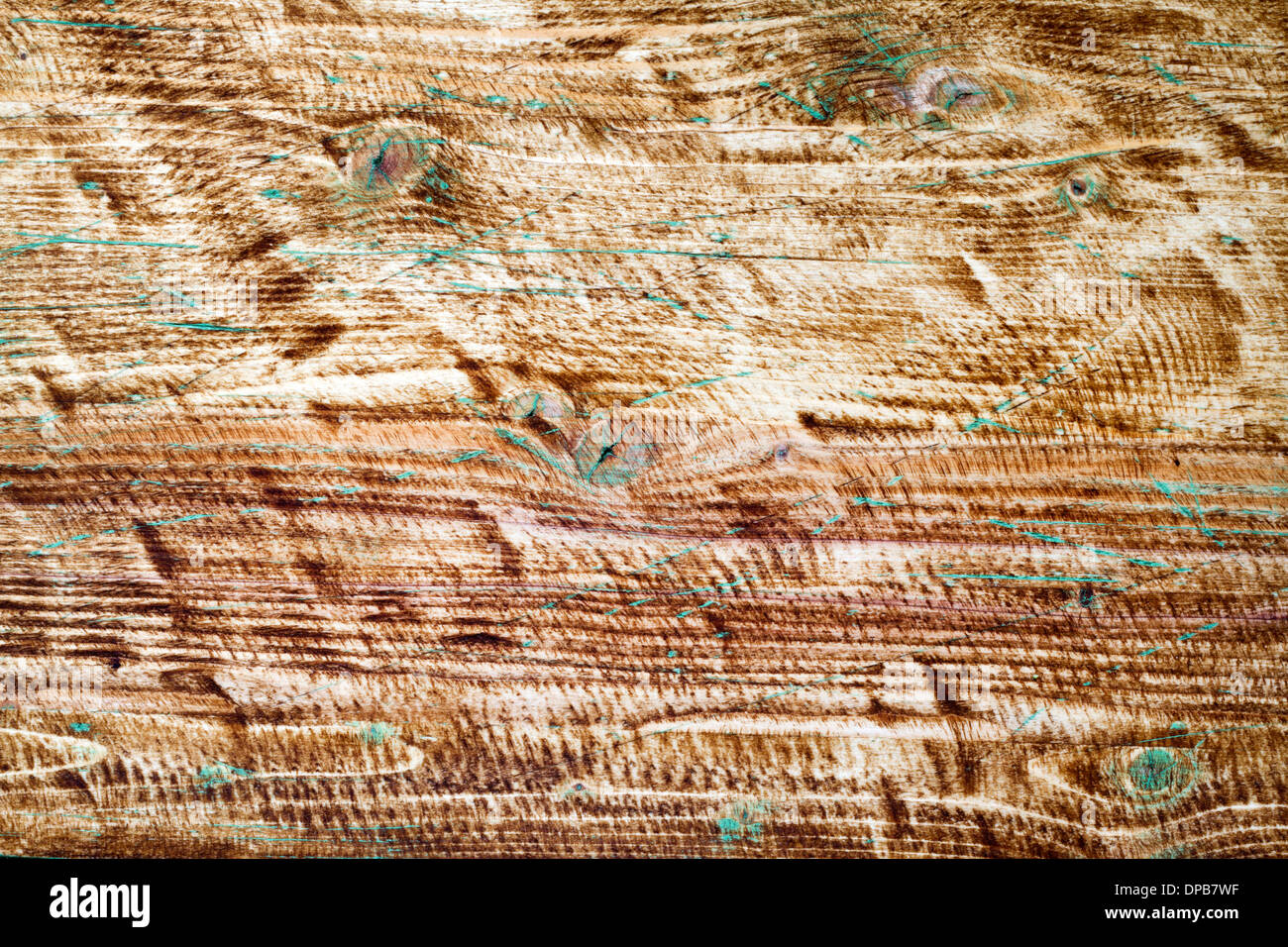 Old wooden cutting board background texture with scratches Stock Photo