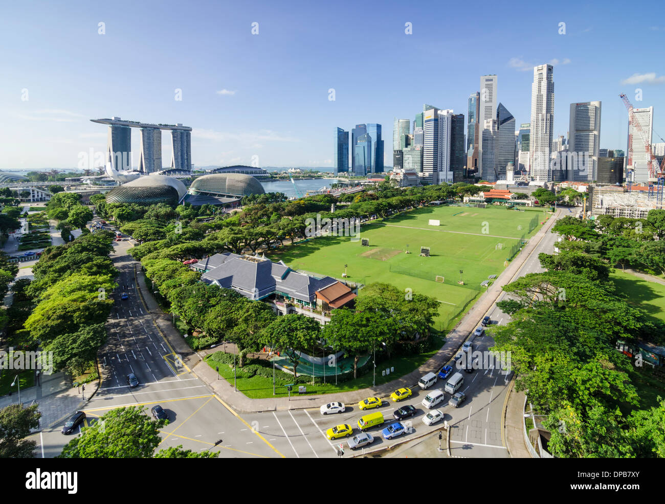 Singapore city skyline towards the downtown core and Marina Bay Stock Photo