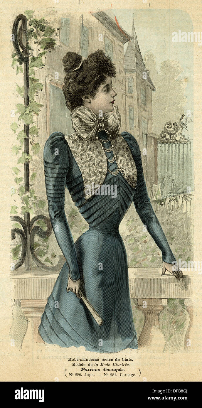 Blue - Lace Dress 1899 Stock Photo