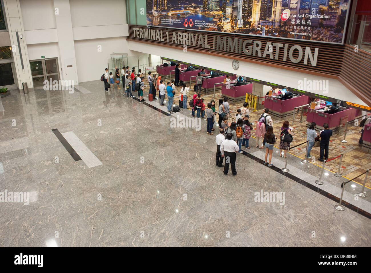 Immigration. Singapore Airport. Stock Photo