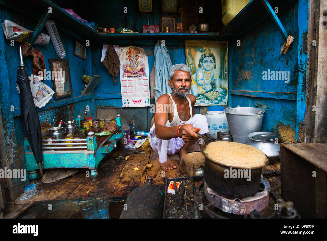 Chai stall, Bagar, Rajasthan, India Stock Photo