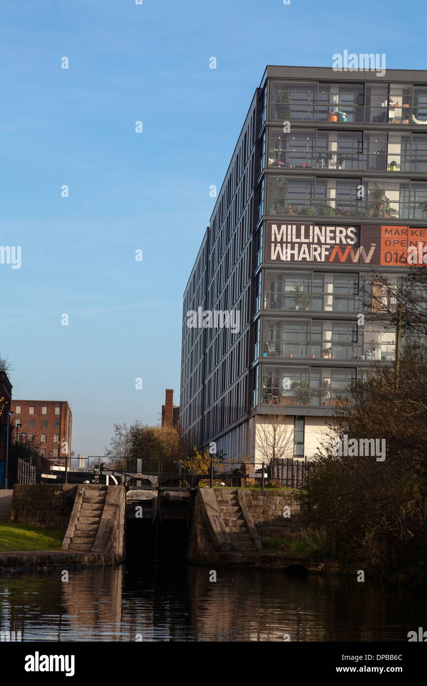 New apartment block Milliners Wharf by The Ashton Canal Ancoats New