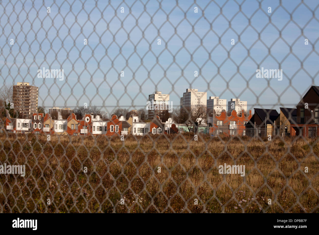 Brownfield site before developments & Modern Houses built in a