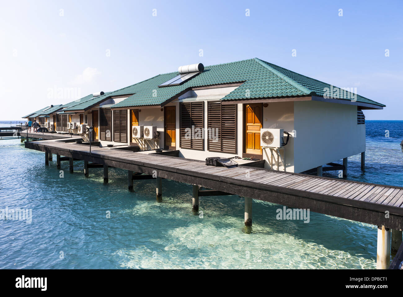 Maledives, South-Male-Atoll, Embudu, water bungalows Stock Photo