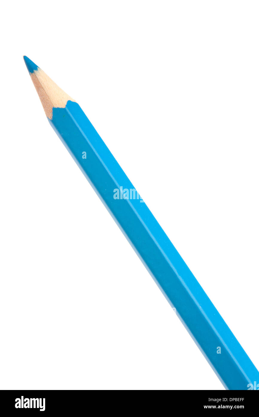 Blue colouring crayon pencil isolated on white background Stock Photo ...