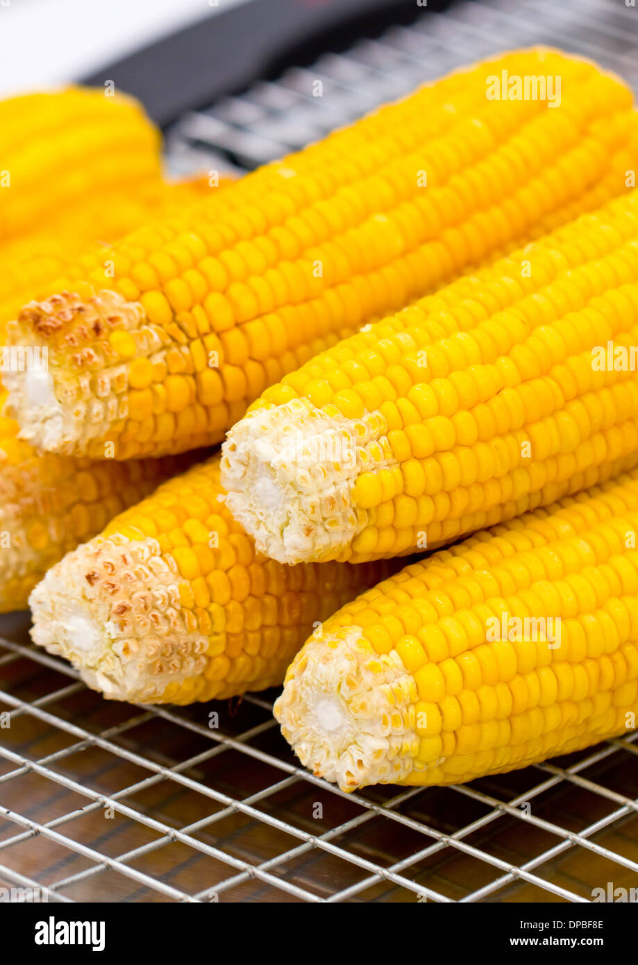 Fresh golden yellow corn roasted on a grill Stock Photo Alamy