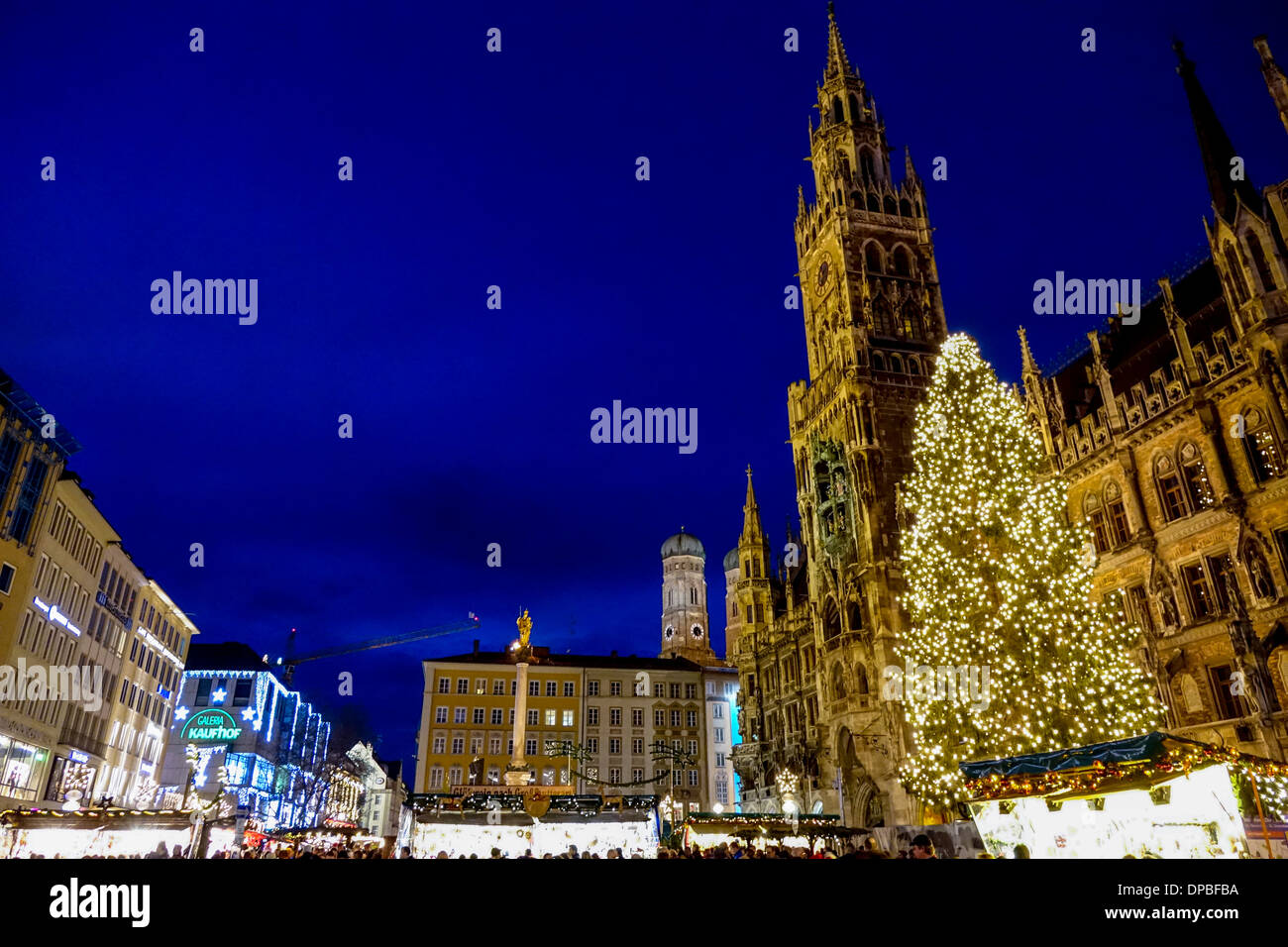 Christmas Market At Marienplatz In Munich, Germany, Bavaria Stock Photo 