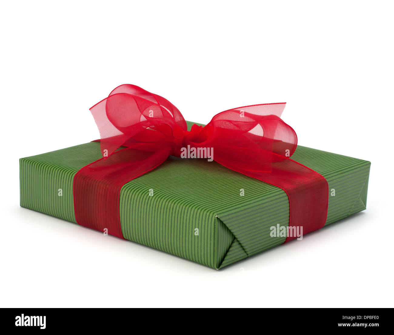 festive gift box with bow isolated on white background Stock Photo - Alamy