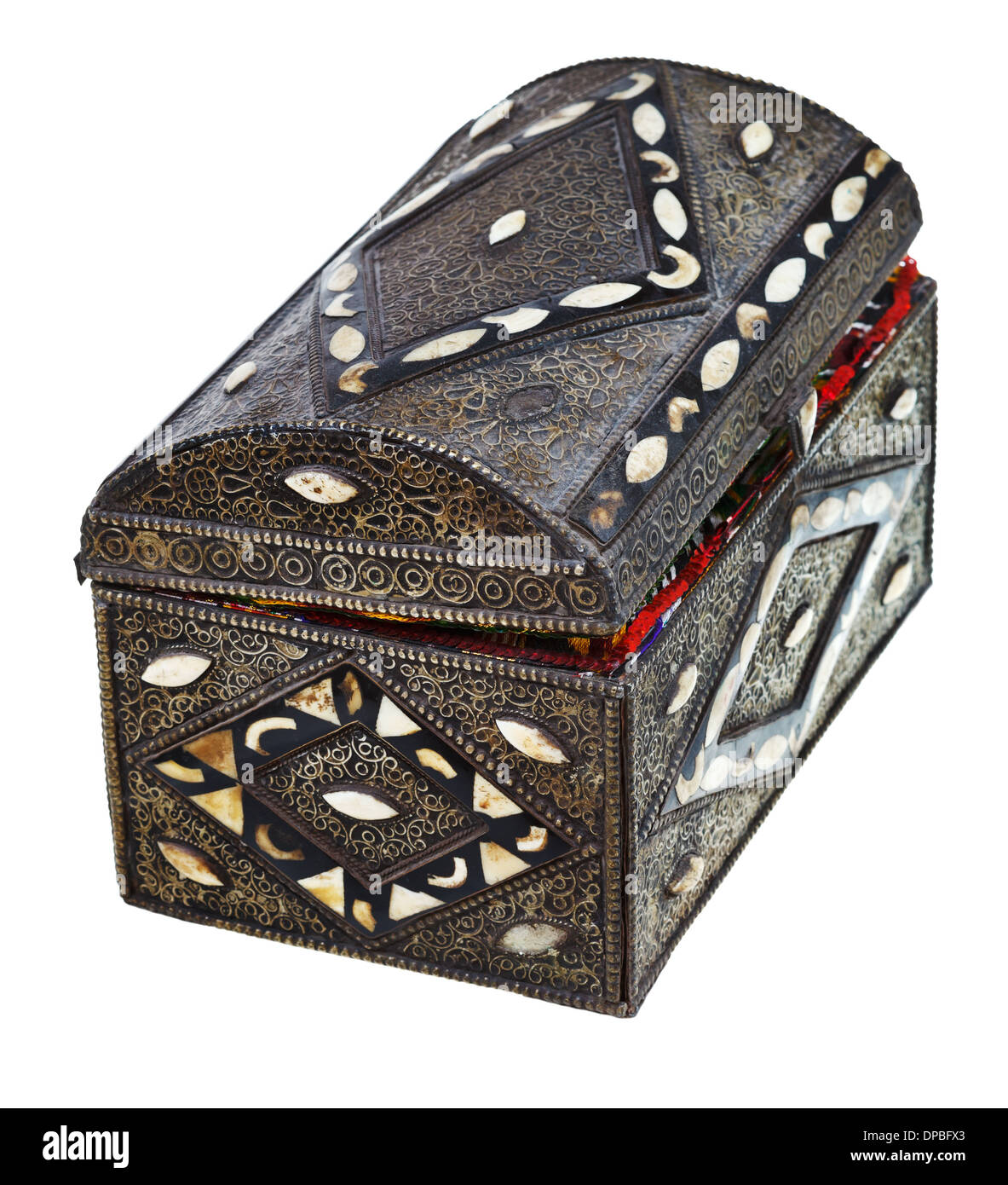 Ancient Treasure Chest With Incrustation Isolated On White Background Stock Photo Alamy