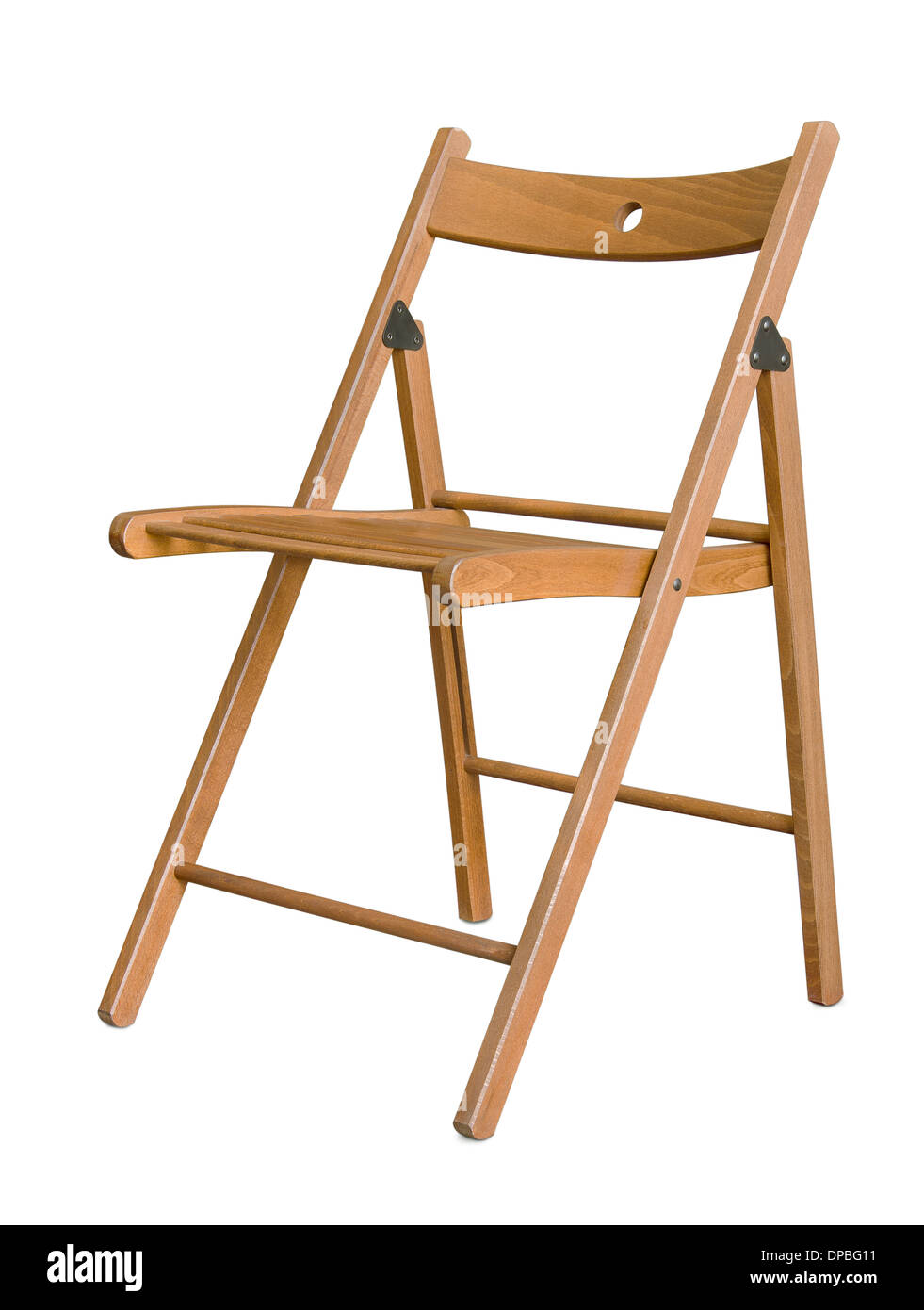 Wooden folding chair isolated on white Stock Photo