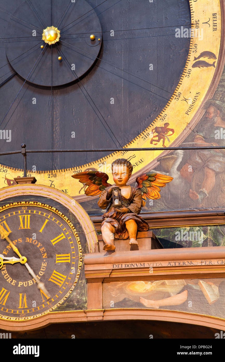 The astronomical clock inside Strasbourg cathedral. Stock Photo