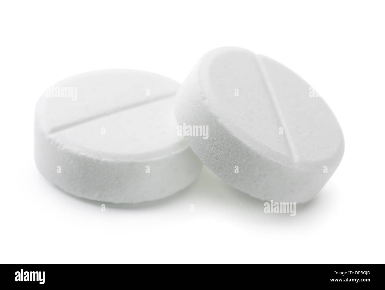 Pair of white pills isolated on white Stock Photo