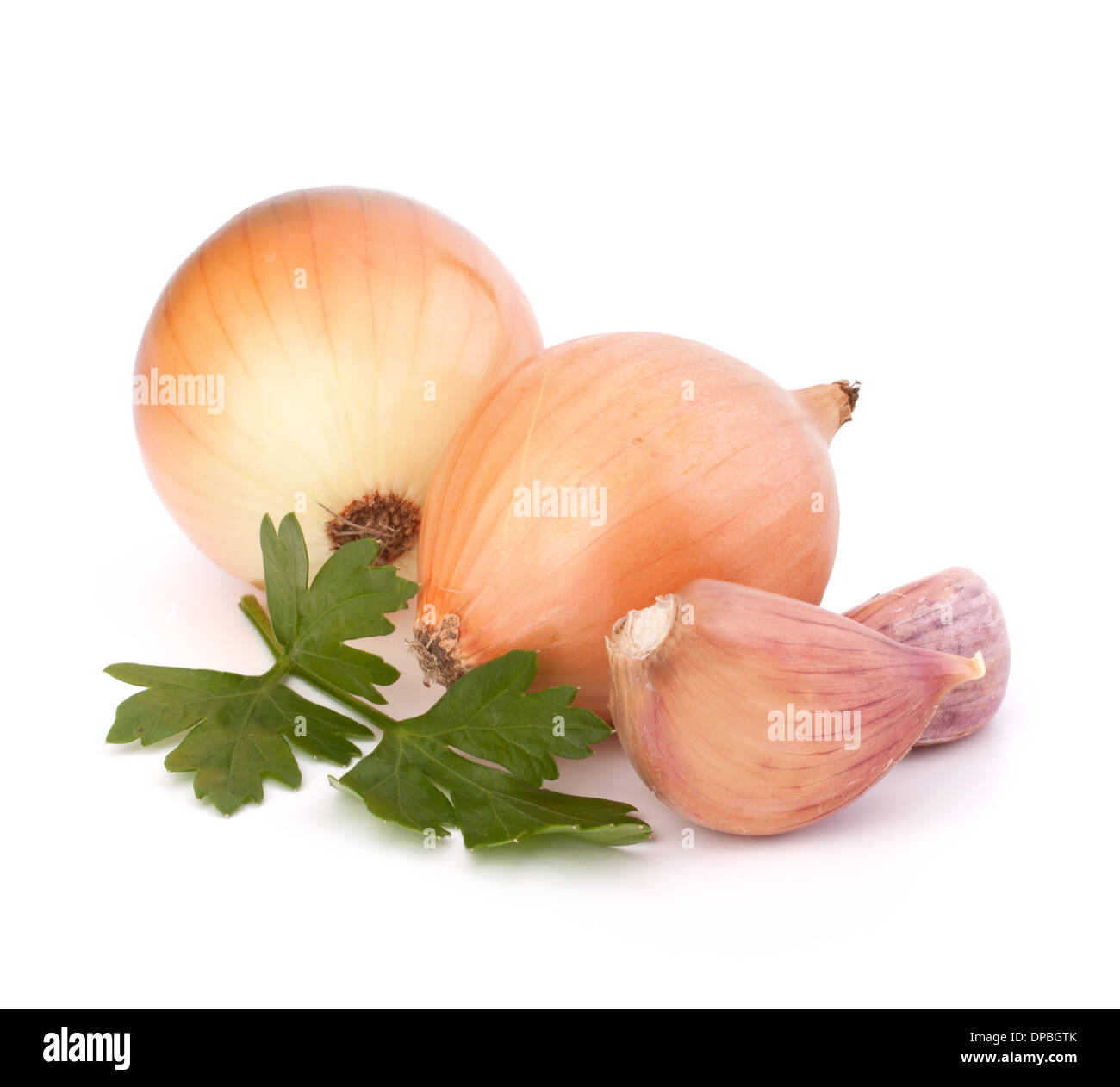 Onion and garlic clove isolated on white background Stock Photo - Alamy