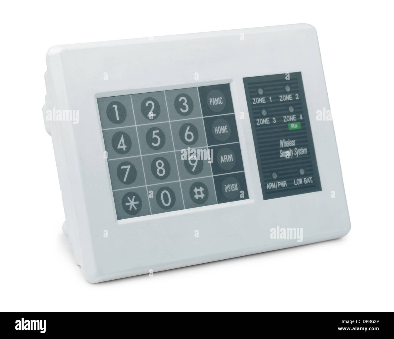 Wireless security system control pad isolated on white Stock Photo