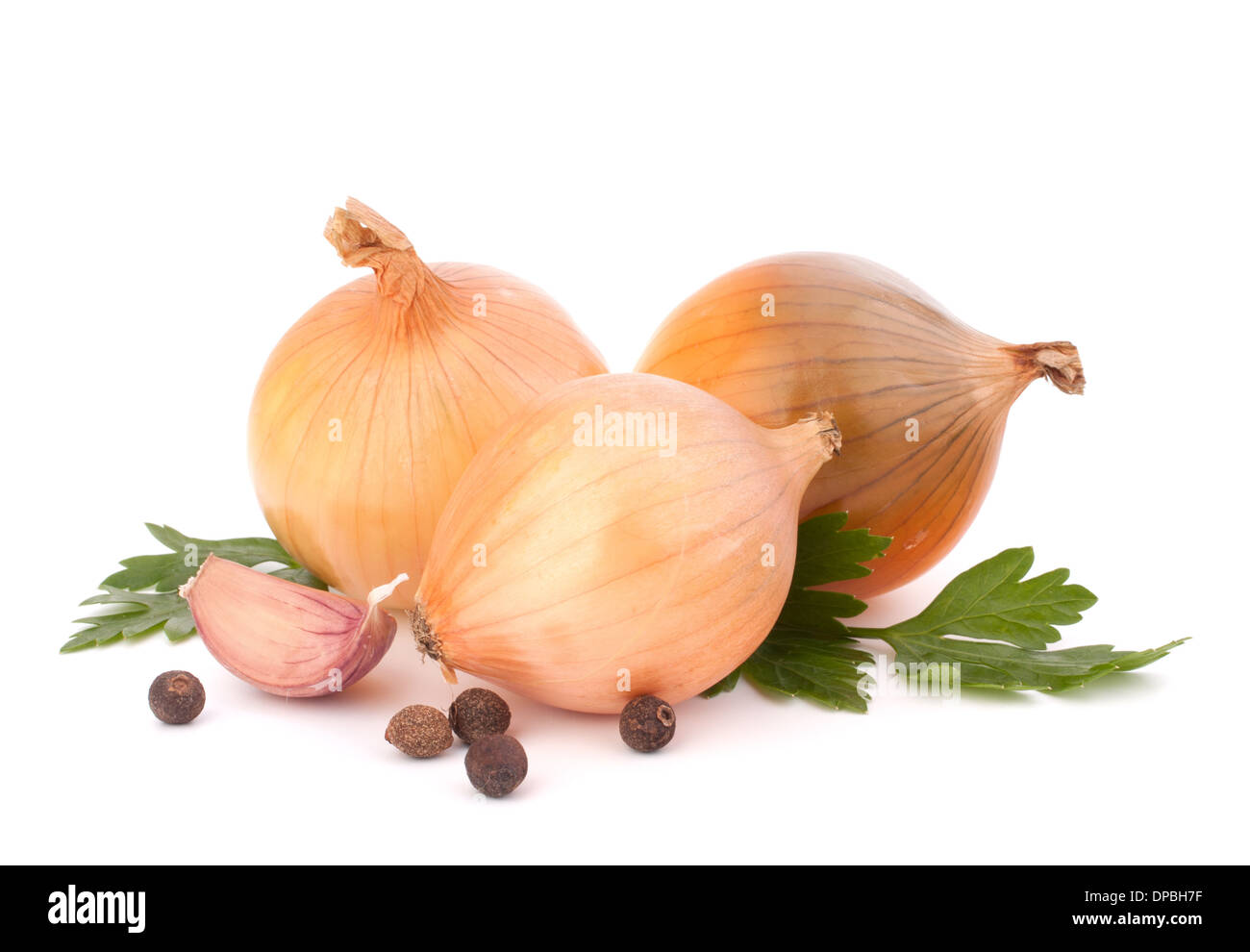 Onion and garlic clove isolated on white background Stock Photo - Alamy
