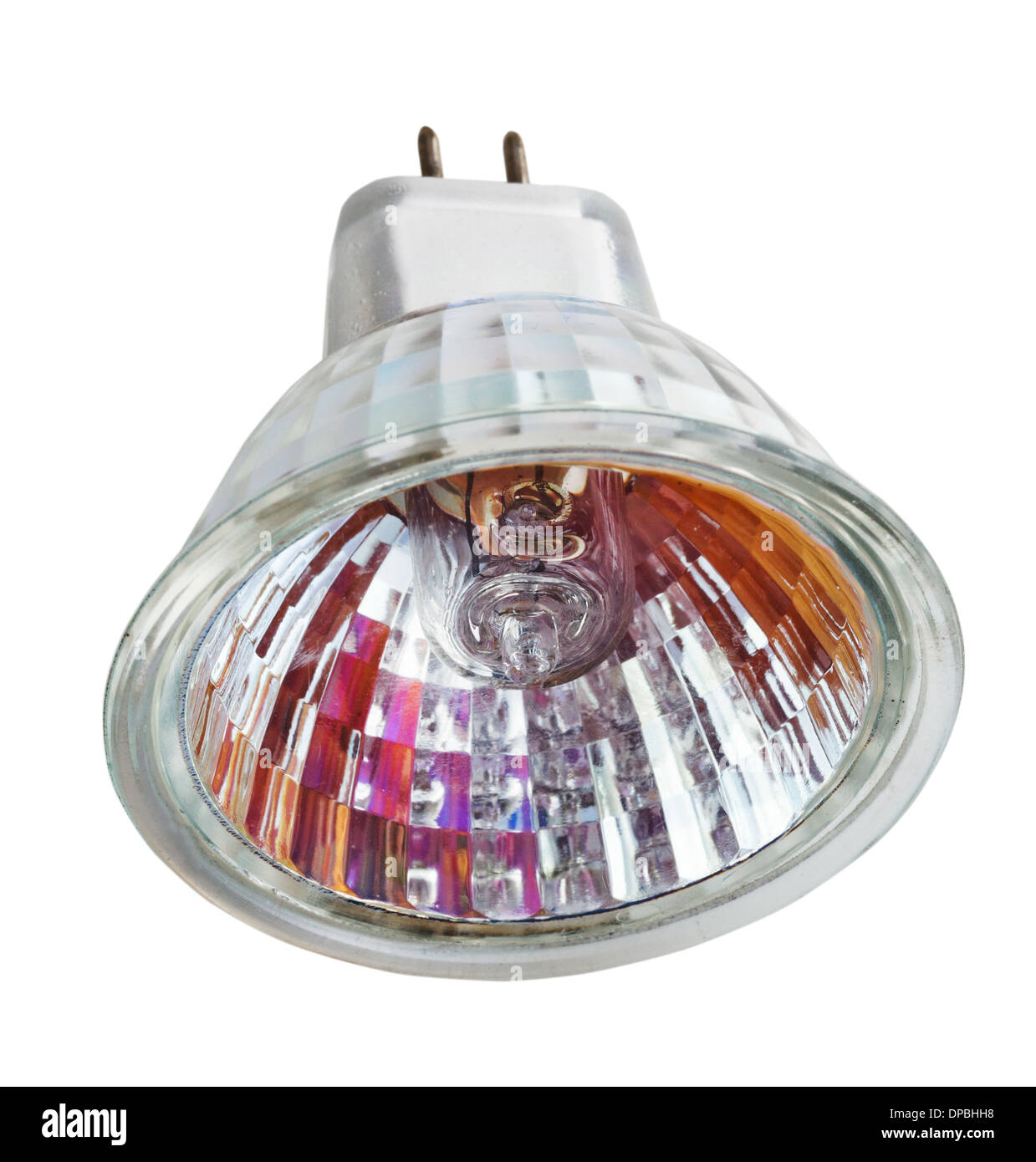 multifaceted reflector (MR) halogen lamp isolated on white background