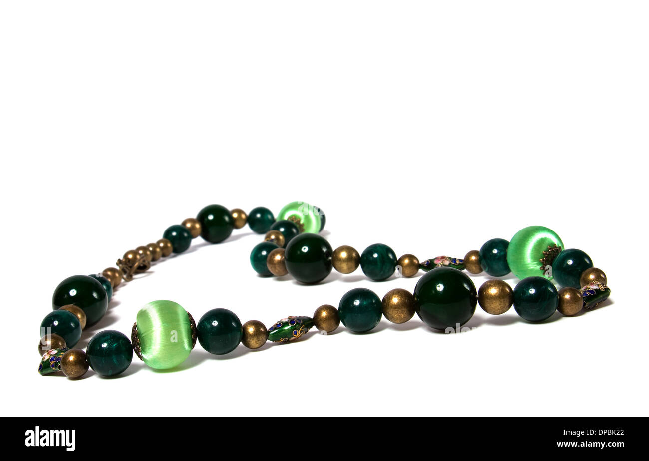 green beads isolated on white background Stock Photo Alamy