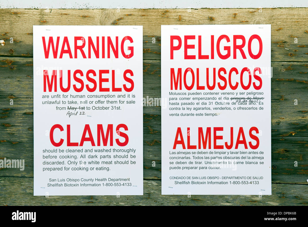 Warning signs in english spanish hires stock photography and images