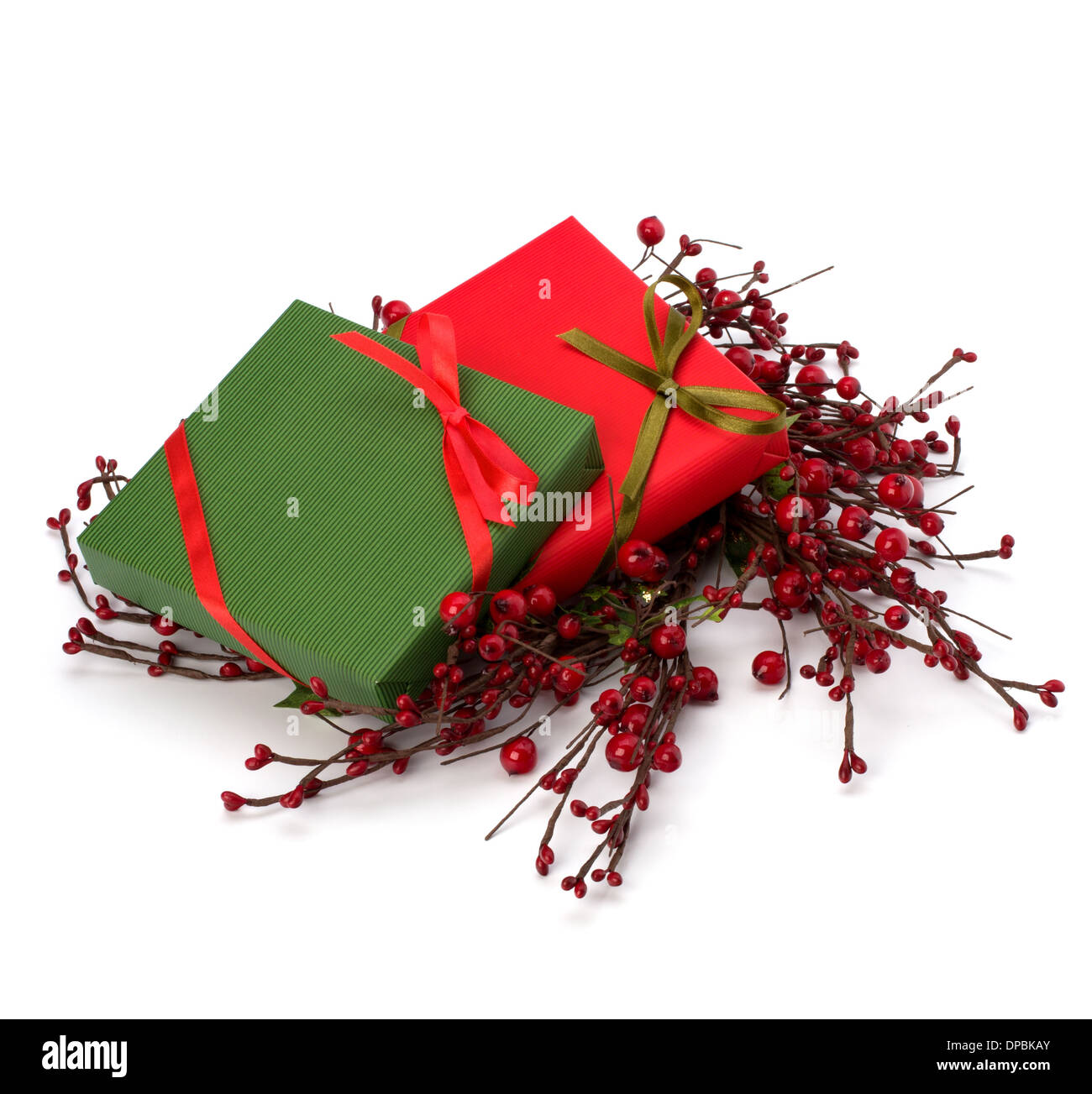 festive gift box stack isolated on white background Stock Photo - Alamy