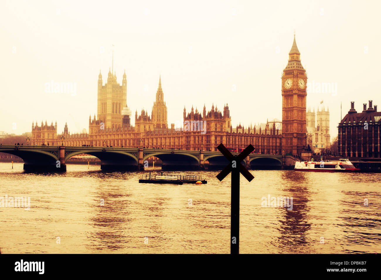 Westminster House of Parliament and river Thames, London Stock Photo